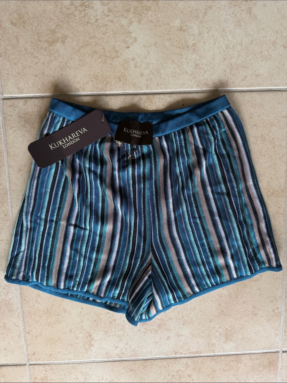 XS Women Striped Blue Shorts from Kukhareva London